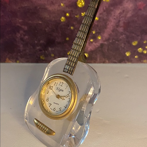 ELGIN CRYSTAL GUITAR CLOCK - Picture 1 of 2